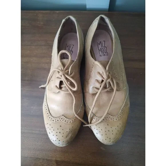Miz Mooz Women’s Size 8 Harmony Leather Oxford Dress Shoes Beige - Picture 5 of 8